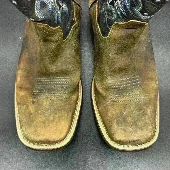 Ariat Tombstone Boy Blue Brown Leather Square Toe Western Boot 10012794 Size 4 - Picture 5 of 8